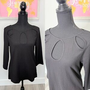 Lascana Venus Black Cut Out 3/4 Sleeve Top (L)